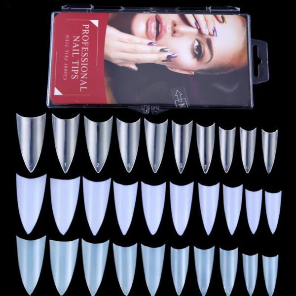 UÑAS STILLETO ( 100 UNI) TRANSPARENTE , HUESO Y BLANCO