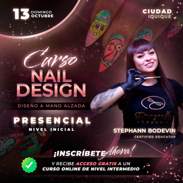 Curso de Diseño a Mano Alzada inicial: Nail Design Basic, Curso Presencial en Iquique